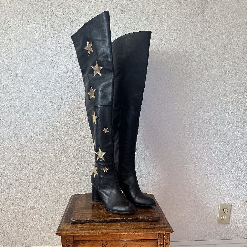 Non Blonde Size 8 Thigh High Star Heeled Boots